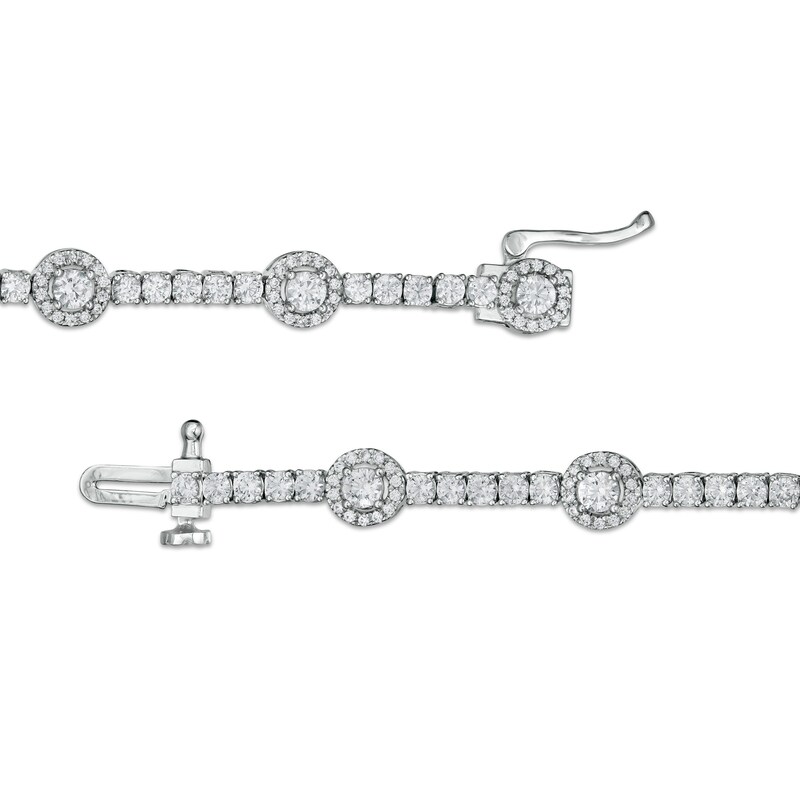 Main Image 3 of Zales Private Collection 3 CT. T.W. Certified Diamond Frame Alternating Bracelet in 14K White Gold (F/I2) - 7.25"