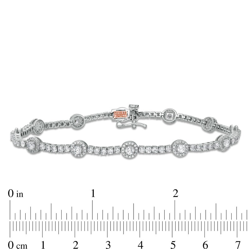 Main Image 4 of Zales Private Collection 3 CT. T.W. Certified Diamond Frame Alternating Bracelet in 14K White Gold (F/I2) - 7.25"