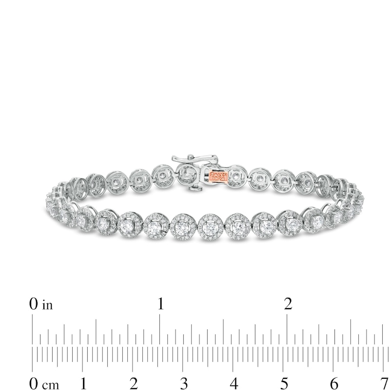 Main Image 4 of Zales Private Collection 4 CT. T.W. Certified Diamond Tennis Bracelet in 14K White Gold (F/I2) - 7.25"
