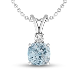 Cushion-Cut Aquamarine and White Topaz Pendant in Sterling Silver