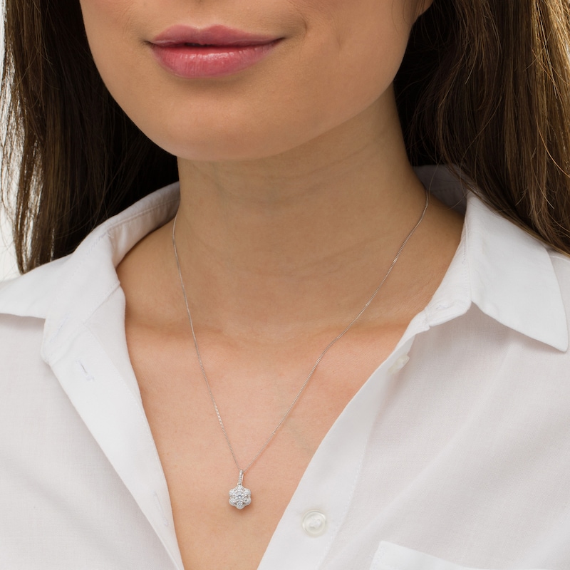 Main Image 2 of Zales Private Collection 1/2 CT. T.W. Certified Diamond Frame Flower Pendant in 14K White Gold (F/I2)
