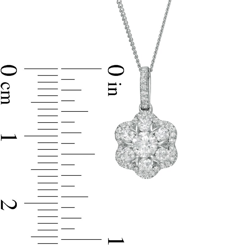 Main Image 3 of Zales Private Collection 1/2 CT. T.W. Certified Diamond Frame Flower Pendant in 14K White Gold (F/I2)