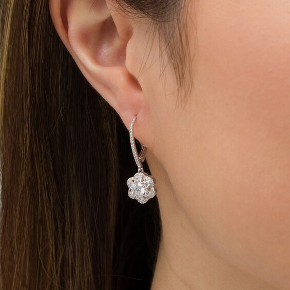 Zales Private Collection 1-1/2 CT. T.w. Certified Diamond Frame Flower Drop Earrings in 14K White Gold (F/I2)