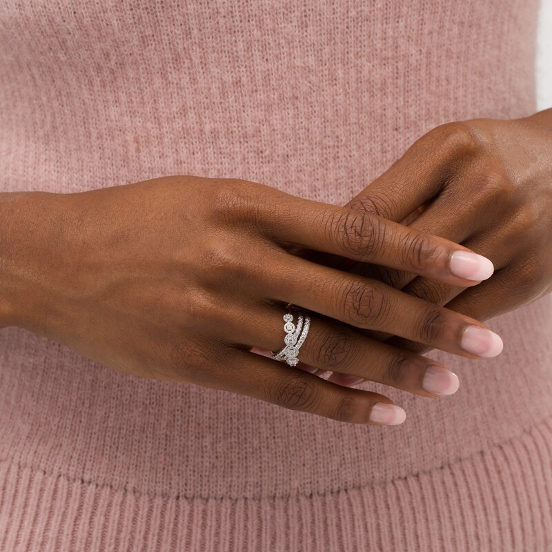 Main Image 2 of Zales Private Collection 1 CT. T.W. Certified Diamond Crossover Split Shank Ring in 14K White Gold (F/I2)