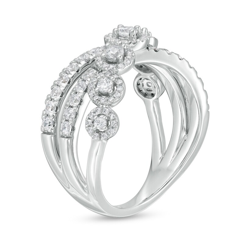 Main Image 3 of Zales Private Collection 1 CT. T.W. Certified Diamond Crossover Split Shank Ring in 14K White Gold (F/I2)