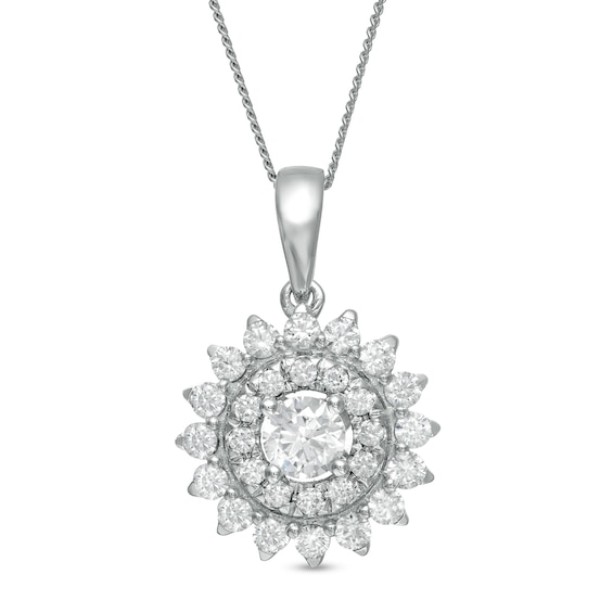 Zales Private Collection 3/4 CT. T.w. Certified Diamond Sunburst Pendant in 14K White Gold (F/I2)