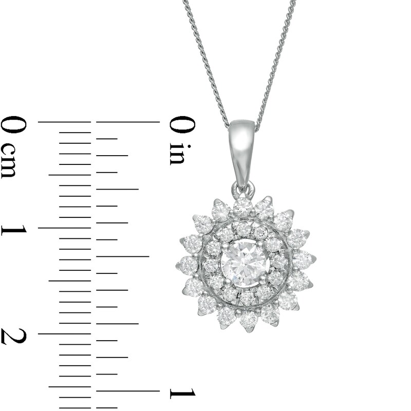 Main Image 3 of Zales Private Collection 3/4 CT. T.W. Certified Diamond Sunburst Pendant in 14K White Gold (F/I2)