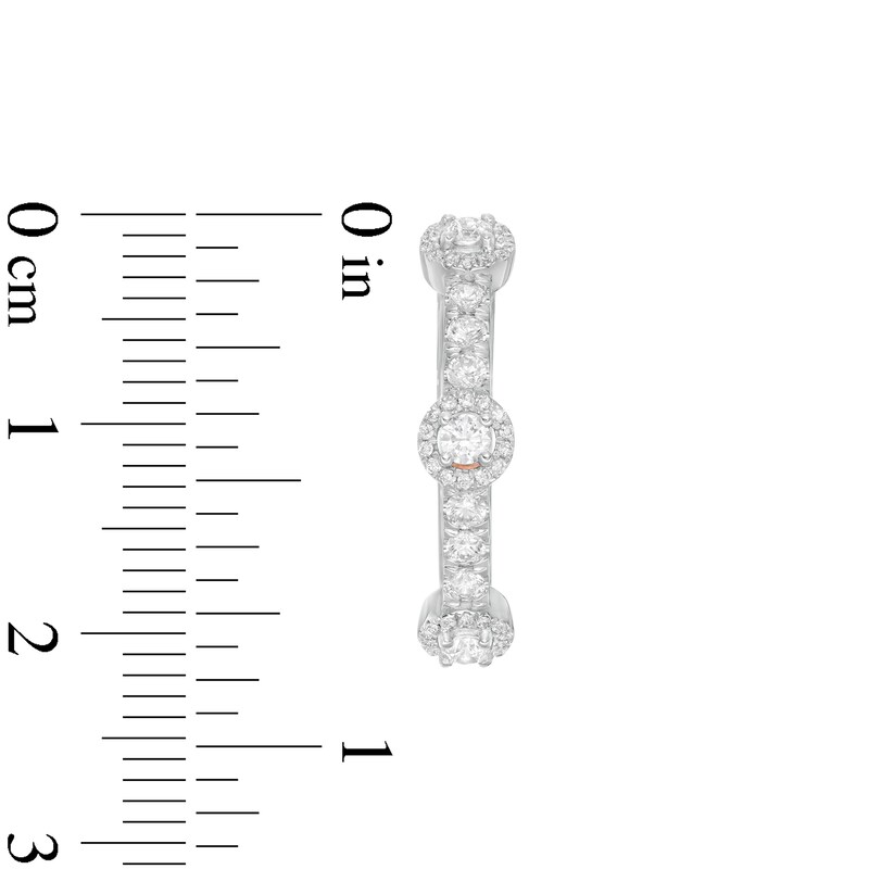 Main Image 3 of Zales Private Collection 1 CT. T.W. Certified Diamond Frame Trio Hoop Earrings in 14K White Gold (F/I2)