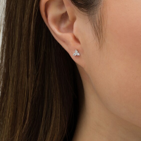 1/4 CT. T.w. Diamond Trio Stud Earrings in 10K White Gold