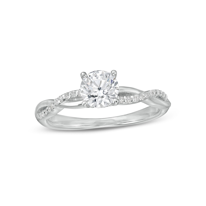 Main Image 1 of 1 CT. T.W. Diamond Twist Shank Engagement Ring in Platinum