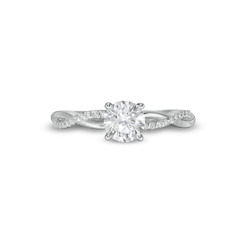 Main Image 4 of 1 CT. T.W. Diamond Twist Shank Engagement Ring in Platinum