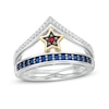 Thumbnail Image 1 of Wonder Woman™ Collection Blue Sapphire, Garnet and Diamond Tiara Ring in Sterling Silver and 10K Gold