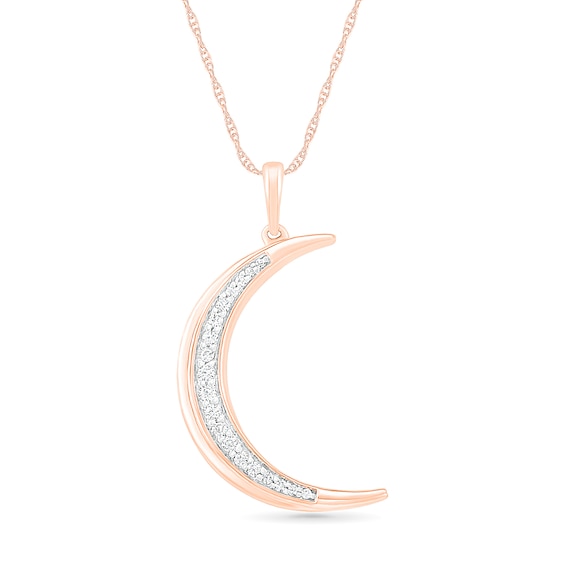1/10 CT. T.w. Diamond Crescent Moon Pendant in 10K Rose Gold