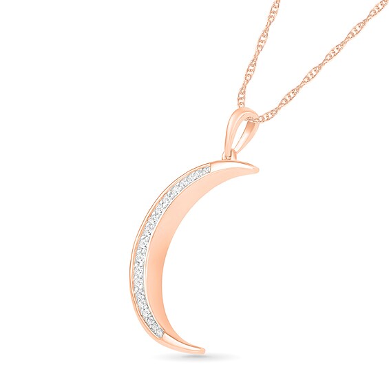 1/10 CT. T.w. Diamond Crescent Moon Pendant in 10K Rose Gold