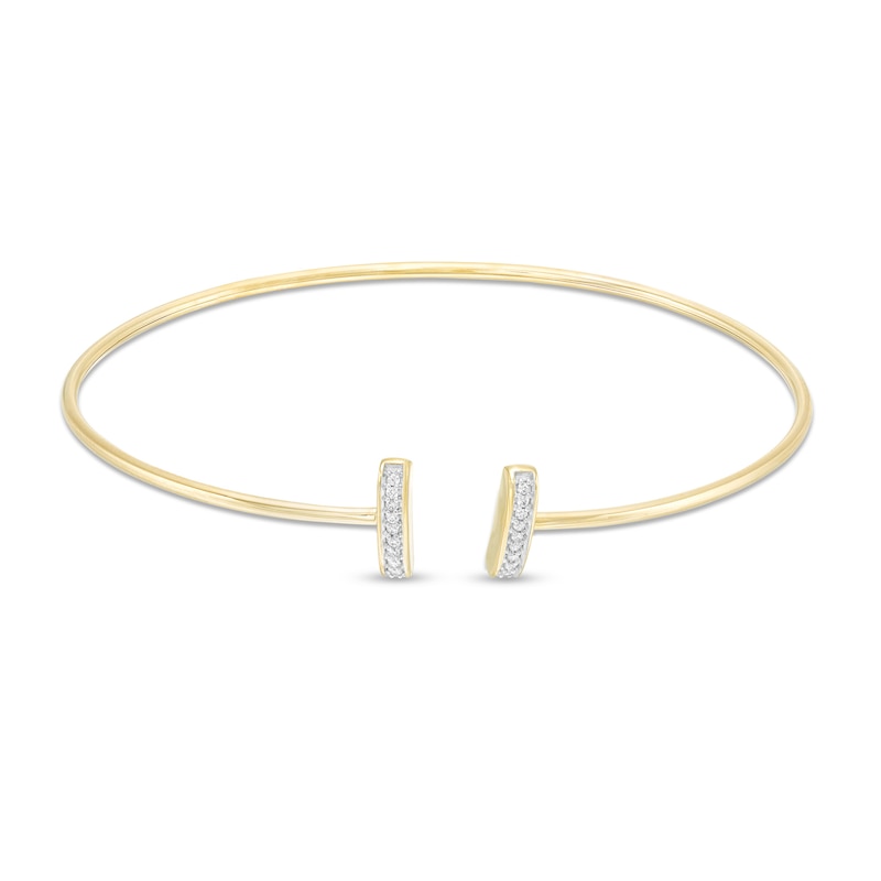 Main Image 1 of 1/20 CT. T.W. Diamond Double Bar Flex Bangle in 10K White Gold