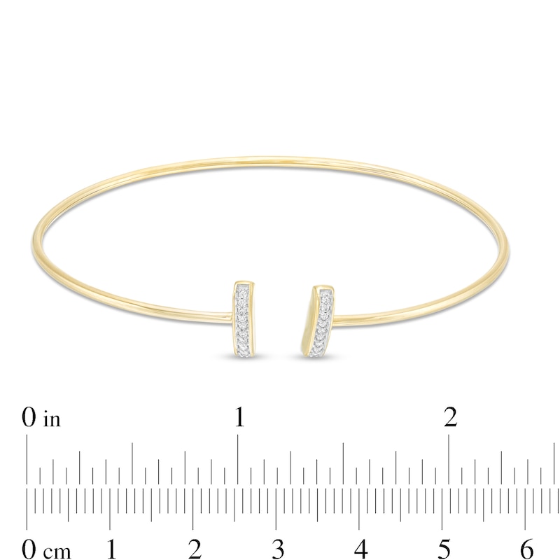 Main Image 3 of 1/20 CT. T.W. Diamond Double Bar Flex Bangle in 10K White Gold
