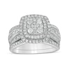 Thumbnail Image 1 of 1-1/4 CT. T.W. Cushion Multi-Diamond Double Frame Bridal Set in 10K White Gold