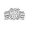 Thumbnail Image 4 of 1-1/4 CT. T.W. Cushion Multi-Diamond Double Frame Bridal Set in 10K White Gold