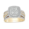 Thumbnail Image 1 of 1-1/4 CT. T.W. Baguette and Round Multi-Diamond Double Cushion-Shape Frame Bridal Set in 10K Gold