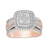 Thumbnail Image 1 of 1-1/4 CT. T.W. Multi-Diamond Double Cushion-Shape Frame Bridal Set in 10K Rose Gold
