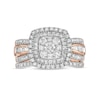 Thumbnail Image 4 of 1-1/4 CT. T.W. Multi-Diamond Double Cushion-Shape Frame Bridal Set in 10K Rose Gold