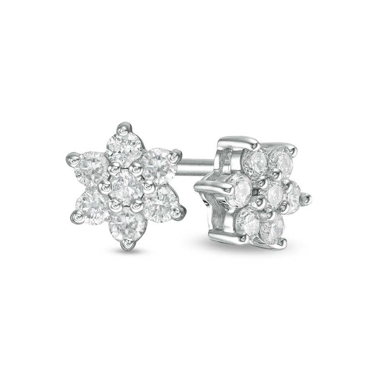 1/5 CT. T.W. Composite Diamond Snowflake Stud Earrings in 10K White ...