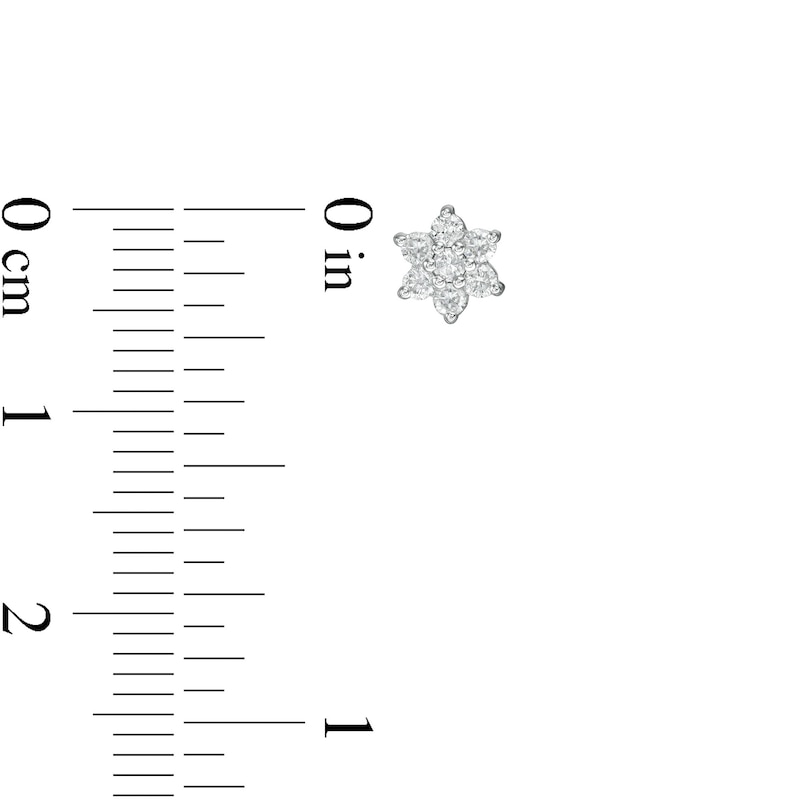 Main Image 3 of 1/5 CT. T.W. Composite Diamond Snowflake Stud Earrings in 10K White Gold