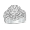 Thumbnail Image 1 of 1-1/4 CT. T.W. Composite Baguette and Round Diamond Double Frame Bridal Set in 10K White Gold