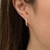 Thumbnail Image 1 of 1/10 CT. T.W. Round Diamond Alternating Bar Huggie Hoop Earrings in 10K Gold