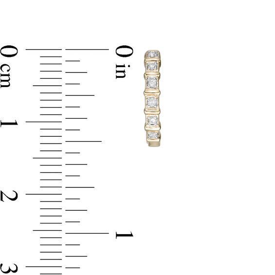 1/10 CT. T.w. Round Diamond Alternating Bar Huggie Hoop Earrings in 10K Gold