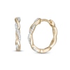 Thumbnail Image 1 of 1/10 CT. T.W. Diamond Twist Huggie Hoop Earrings in 10K Gold