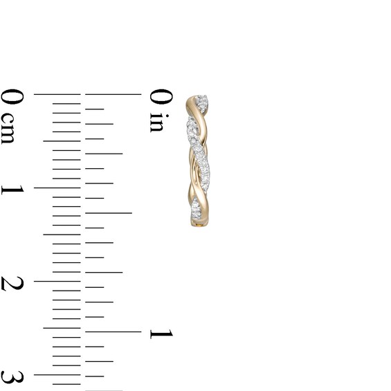 1/10 CT. T.w. Diamond Twist Huggie Hoop Earrings in 10K Gold