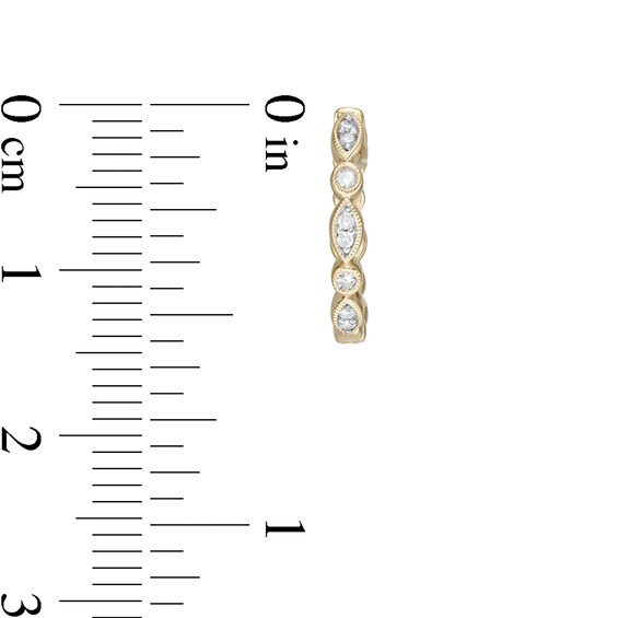 1/10 CT. T.w. Diamond Alternating Geometric Huggie Hoop Earrings in 10K Gold