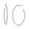 1-1/2 CT. T.W. Diamond Hoop Earrings in 10K White Gold