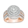 Thumbnail Image 1 of 1-1/4 CT. T.W. Composite Baguette and Round Diamond Double Frame Bridal Set in 10K Rose Gold