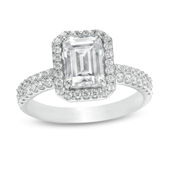2 CT. T.w. Certified Lab-Grown Emerald-Cut Diamond Frame Engagement Ring in 14K White Gold (F/Vs2)
