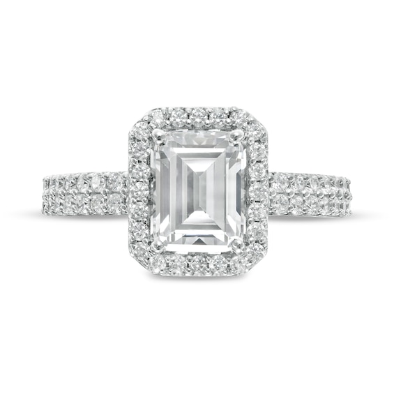 2 CT. T.w. Certified Lab-Grown Emerald-Cut Diamond Frame Engagement Ring in 14K White Gold (F/Vs2)