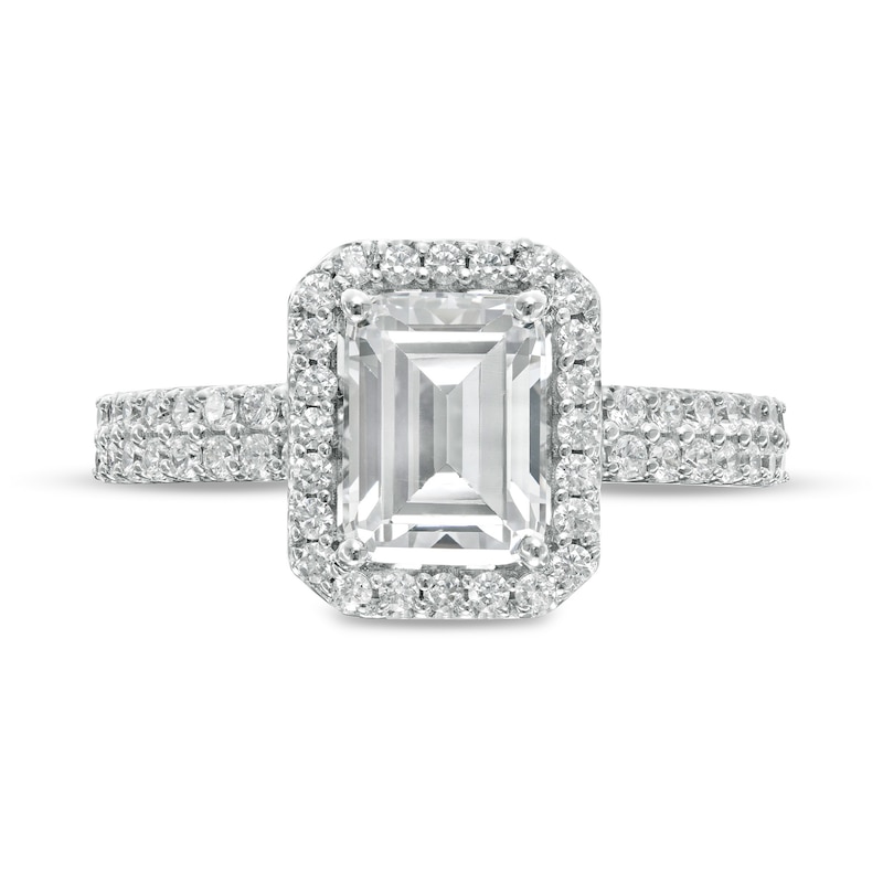 1-3/4 CT. T.W. Certified Lab-Created Emerald-Cut Diamond Frame Engagement Ring in 14K White Gold (F/VS2)