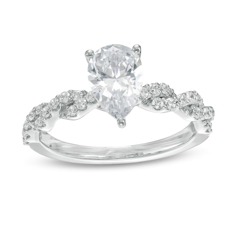 0.75 - 1.50 CTW 14K Prong Setting Pear Shaped Lab Grown Diamond Engagement Ring - Kylie 14K White Gold / 1.50 CTW