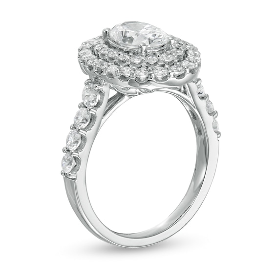 2-3/4 CT. T.w. Certified Lab-Grown Oval Diamond Double Frame Engagement Ring in 14K White Gold (F/Vs2)