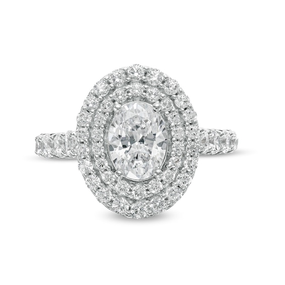 2-3/4 CT. T.w. Certified Lab-Grown Oval Diamond Double Frame Engagement Ring in 14K White Gold (F/Vs2)