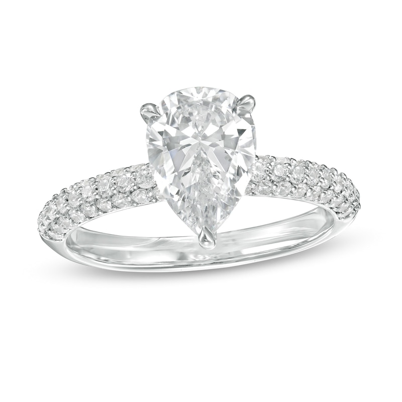 Main Image 1 of 2-1/2 CT. T.W. Certified Lab-Grown Pear-Shaped Diamond Engagement Ring in 14K White Gold (F/VS2)