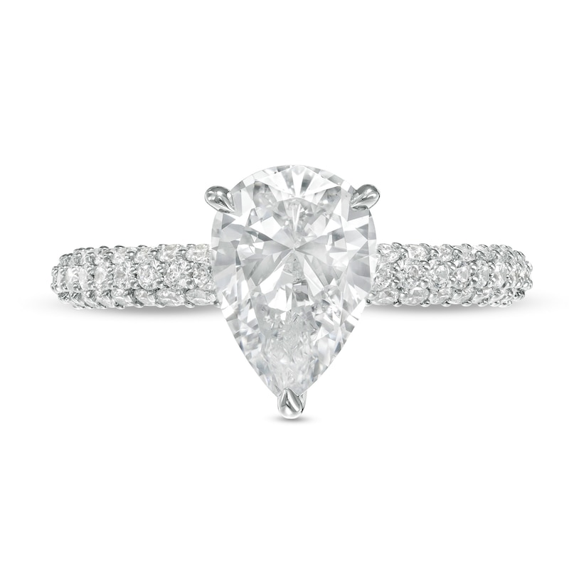 Main Image 4 of 2-1/2 CT. T.W. Certified Lab-Grown Pear-Shaped Diamond Engagement Ring in 14K White Gold (F/VS2)