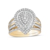 Thumbnail Image 1 of 1-1/4 CT. T.W. Pear-Shaped Multi-Diamond Layered Triple Frame Bridal Set in 10K Gold
