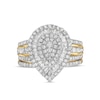 Thumbnail Image 4 of 1-1/4 CT. T.W. Pear-Shaped Multi-Diamond Layered Triple Frame Bridal Set in 10K Gold