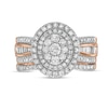 Thumbnail Image 4 of 1-1/4 CT. T.W. Composite Baguette and Round Diamond Double Oval-Shape Frame Bridal Set in 10K Rose Gold