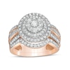 Thumbnail Image 1 of 1-1/4 CT. T.W. Composite Baguette and Round Diamond Double Frame Bridal Set in 10K Rose Gold