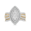 Thumbnail Image 4 of 1-1/4 CT. T.W. Composite Baguette and Round Diamond Double Marquise-Shape Frame Bridal Set in 10K Gold