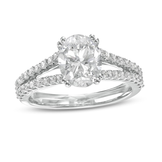 2-1/2 CT. T.w. Certified Oval Lab-Grown Diamond Split Shank Engagement Ring in 14K White Gold (F/Vs2)