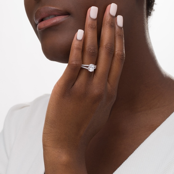 2-1/2 CT. T.w. Certified Oval Lab-Grown Diamond Split Shank Engagement Ring in 14K White Gold (F/Vs2)